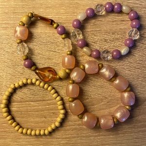 Pink & Tan Bracelet Set